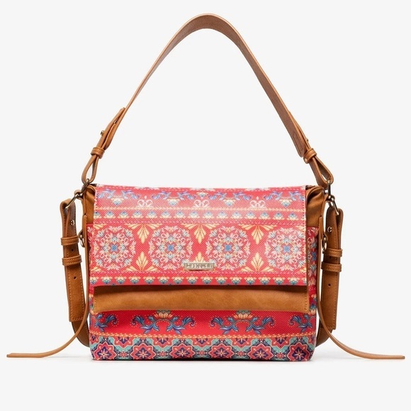 Desigual Artisan Print Kiev Bag Purse Reversible Colorful Flap